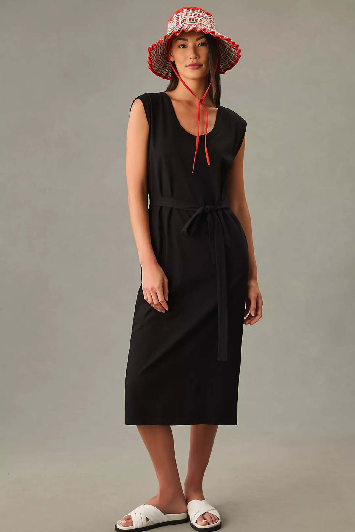 Velvet Maci Deep Scoop Neck Dress - Beach/Black | Garmentory