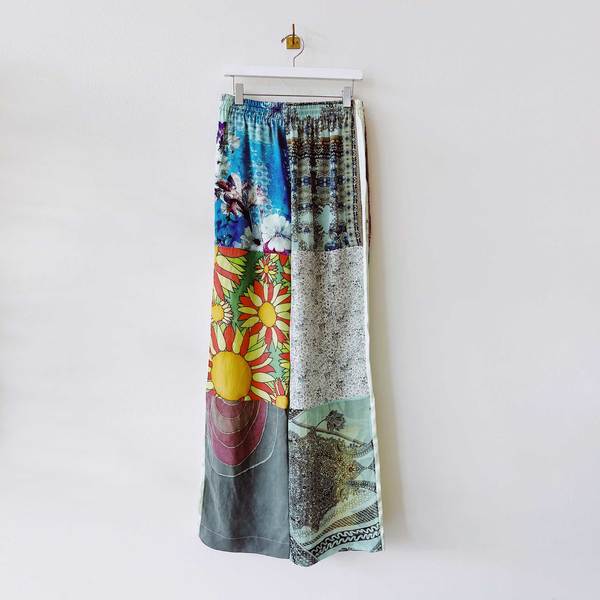 【関税込み】REGENERATED SILK SCARVES DRAWSTRING' PANTS MARINE SERRE Regenerated Silk Scarves Pajama Pants - Bok