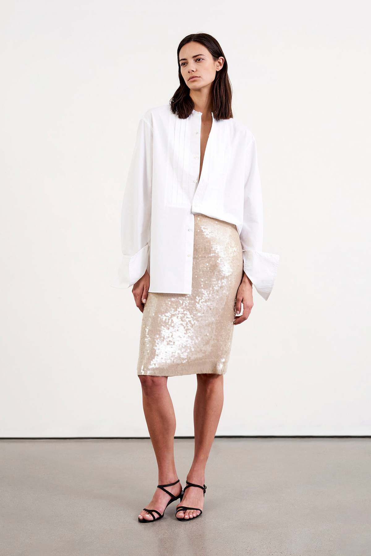 Nili Lotan Bonne Sequin Skirt - Khaki - Image 3 of 7
