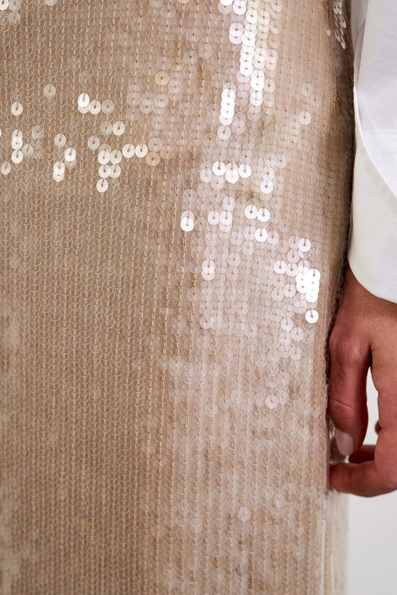 Nili Lotan Bonne Sequin Skirt - Khaki