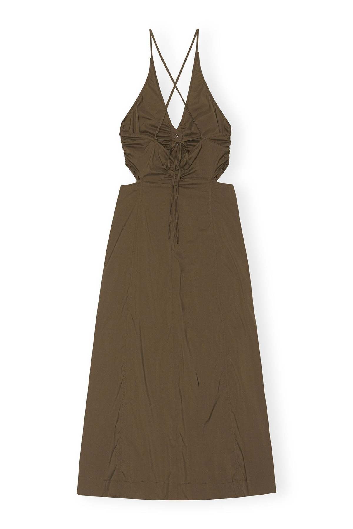 ★Ganni★ Stretch Cotton Dress Teak F7634377 F7634377SS23 Stretch Cotton Maxi Dress