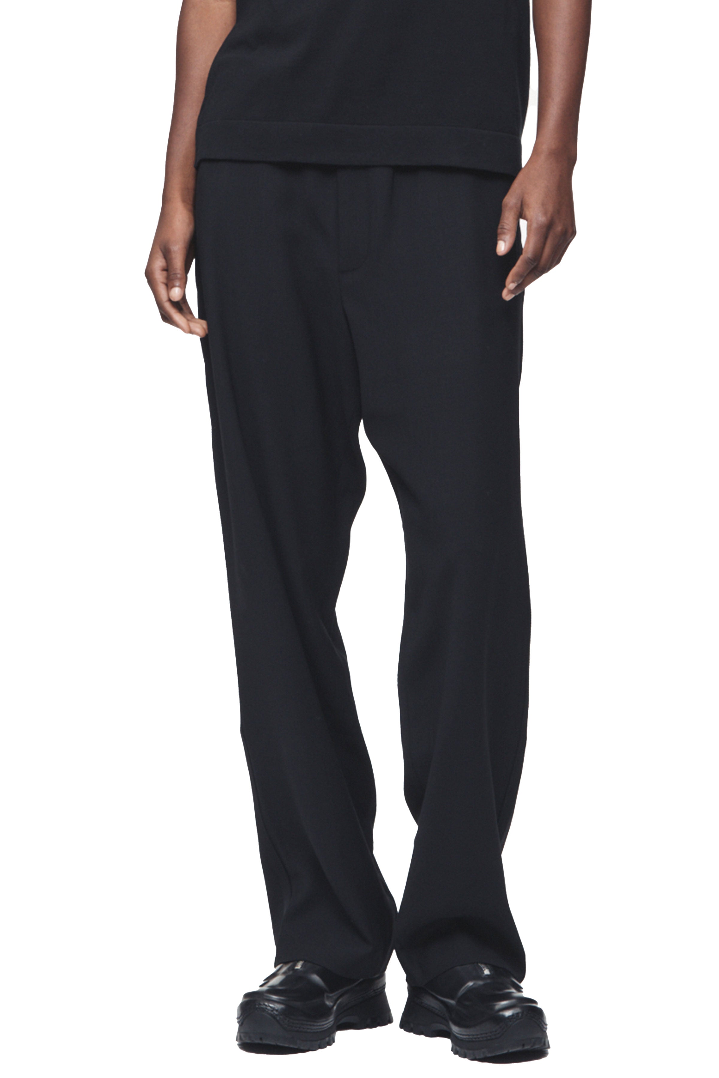 Satin stripe Polyester Plain Lined dress ~ pleated slacks Front Black Tuxedo Pant unhemmed unfinished bottom