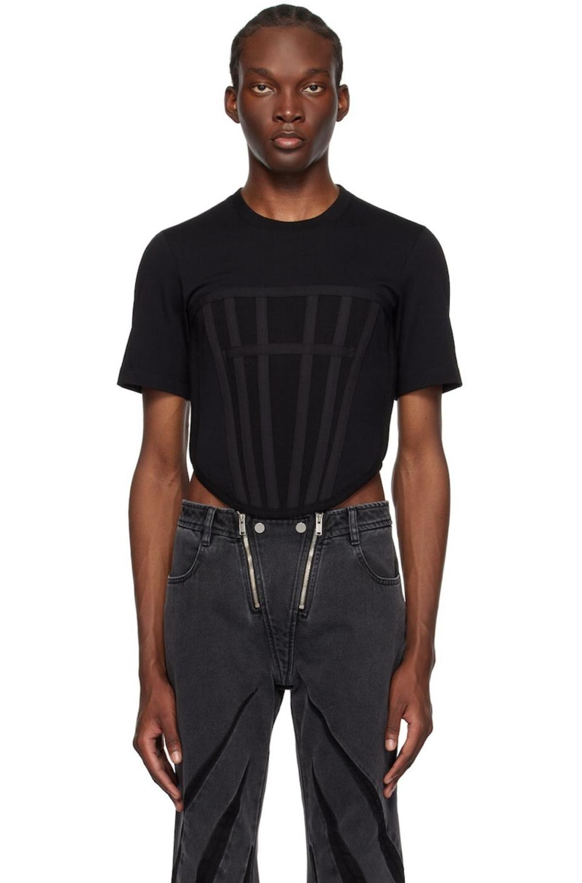 Dion-Lee-Black-Corset-T-Shirt-