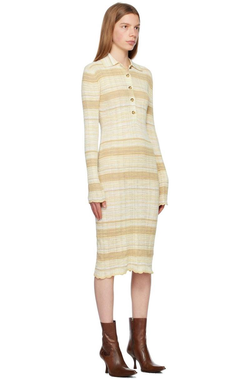 acne studios beige seamless midi dress Scarf-detailed checked satin midi dress - multi