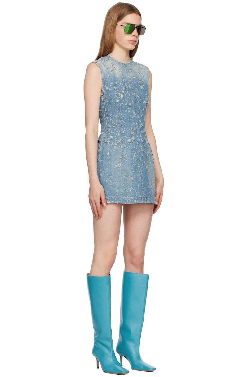【送料&関税込】Acne Studios Mini Dress Denim Acne Studios Distressed Denim Minidress - Mid Blue | Garmentory