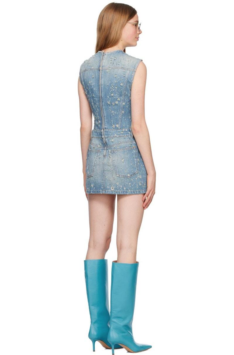 ワンピース ACNE STUDIOS MINI DRESS DENIM Acne Studios Distressed Denim Minidress - Mid Blue | Garmentory