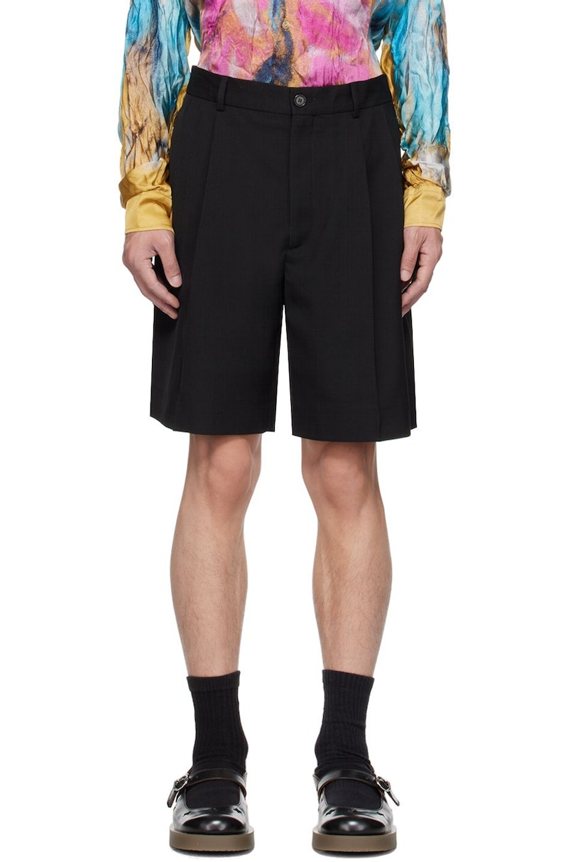 ショートパンツ Acne Studios Split Design Bermuda Shorts With Pleated Front Acne Studios Pleated Shorts - Black | Garmentory