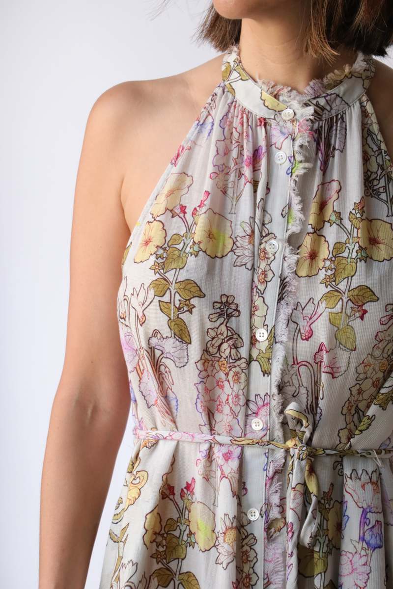 Raquel Allegra Halter Midi Dress - Garden Print | Garmentory