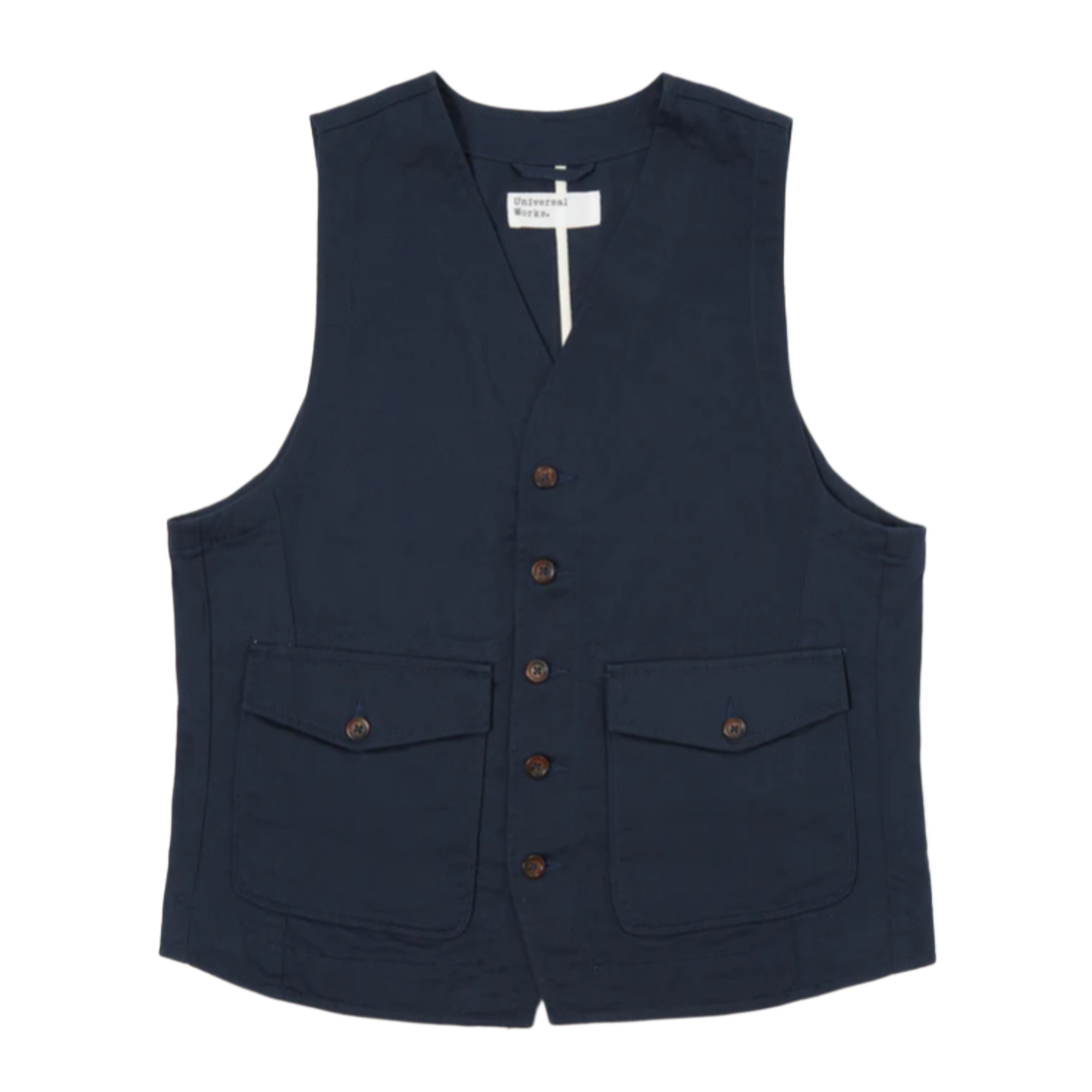 UNIVERSAL WORKS Field Waistcoat vest - Navy Twill | Garmentory