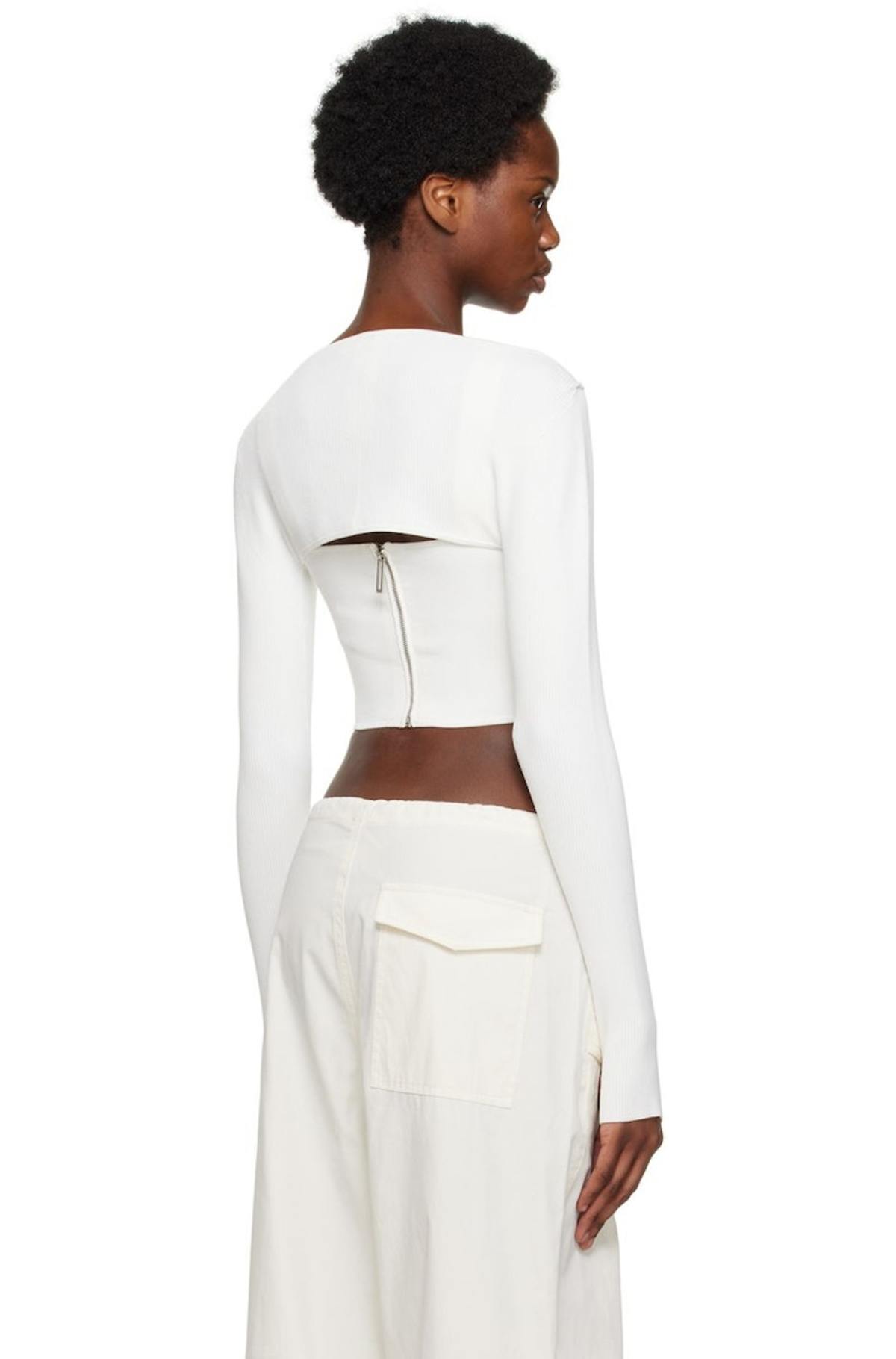 Dion Lee White Pointelle Corset & Cardigan - Ivory | Garmentory display picture 1