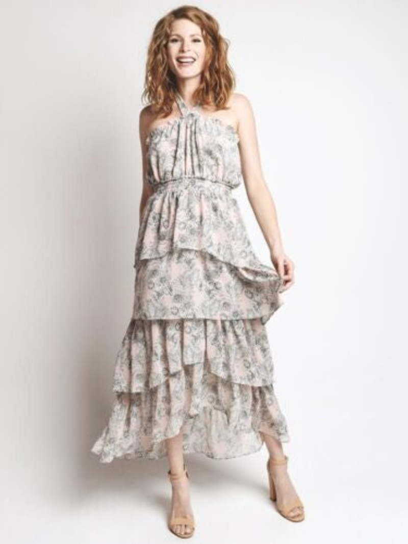 misa halter midi dress MISA Los Angeles Eliana Polka Dot Halter Midi Dress