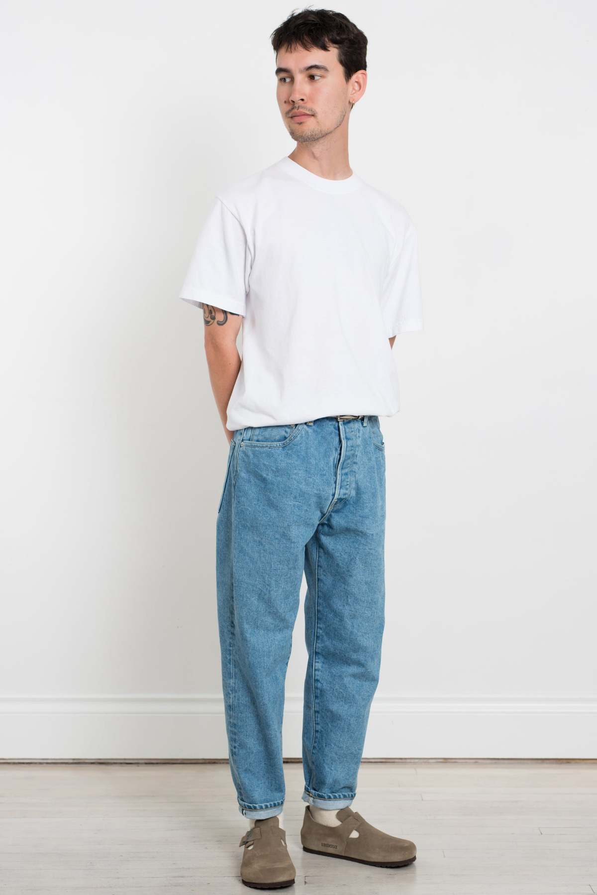 パンツ HATSKI loose tapered denim used Hatski Loose Tapered Denim - Used Ice Blue | Garmentory