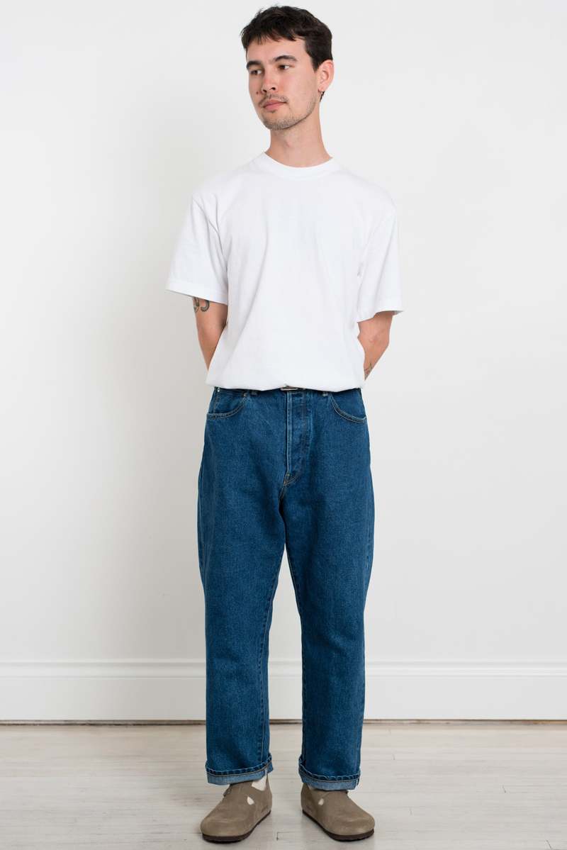 Hatski Wide Tapered Washi Denim - Used Blue | Garmentory