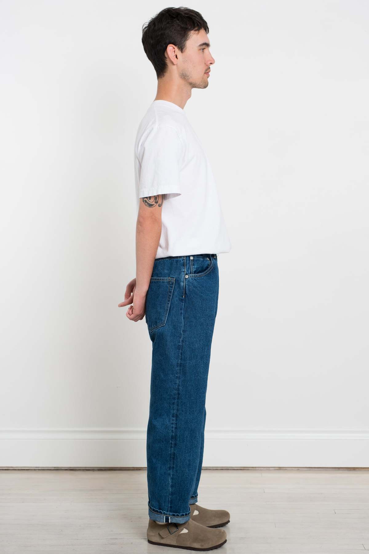 Hatski Wide Tapered Washi Denim - Used Blue | Garmentory