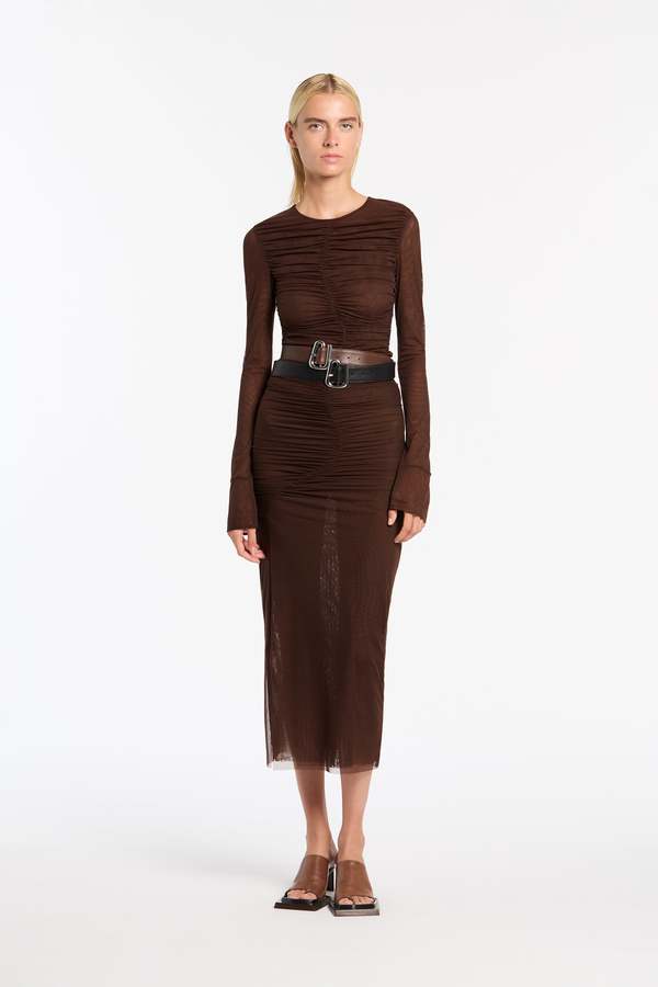 sir jacques gathered midi dress SIR Jacques Mesh Halter Midi Dress