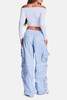 Ser.o.ya Alba Ruched Cargo Pant - Light Blue - Thumbnail 2