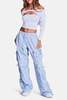 Ser.o.ya Alba Ruched Cargo Pant - Light Blue - Thumbnail 3
