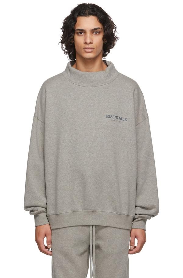 ESSENTIALS グレー M Essentials Mock Neck Sweatshirt - Heather Oatmeal | Garmentory
