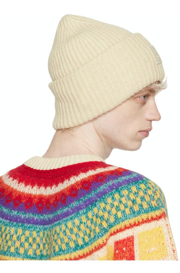 Acne Studios Ribbed Beanie - Oatmeal melange | Garmentory