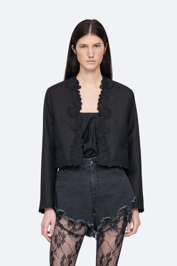 Sea NY Aerin Cropped Blazer - Black | Garmentory