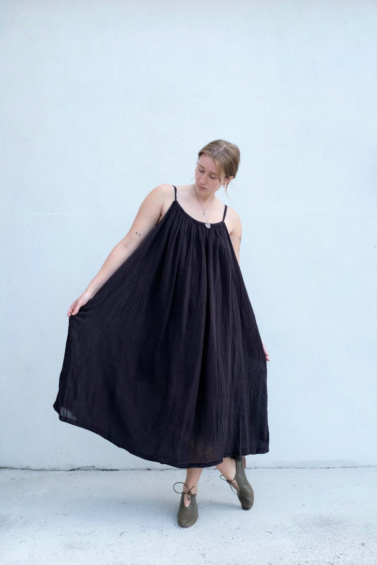 未使用スティーブンアランBLACK CRANE CLASSY TANKDRESS Patched Cotton Tank Dress by Black Crane- La Garçonne