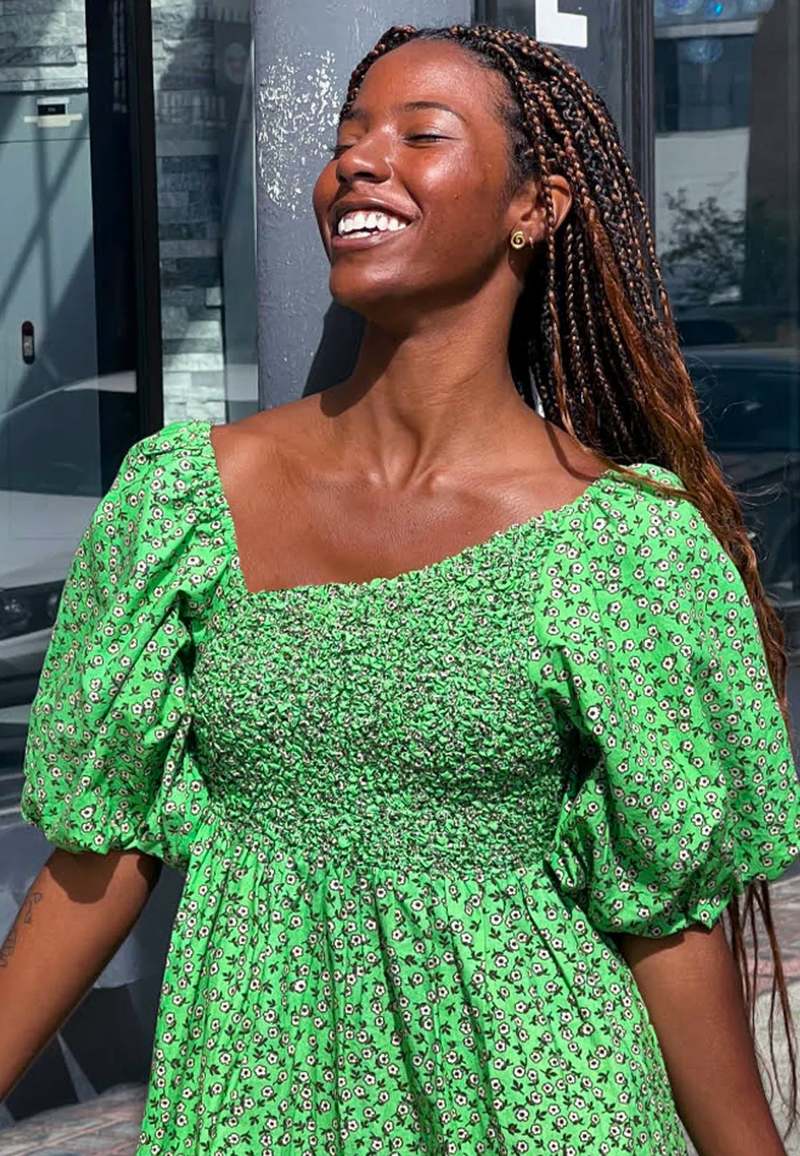 DAMSON MADDER Adelaide Mini Dress - Green | Garmentory 