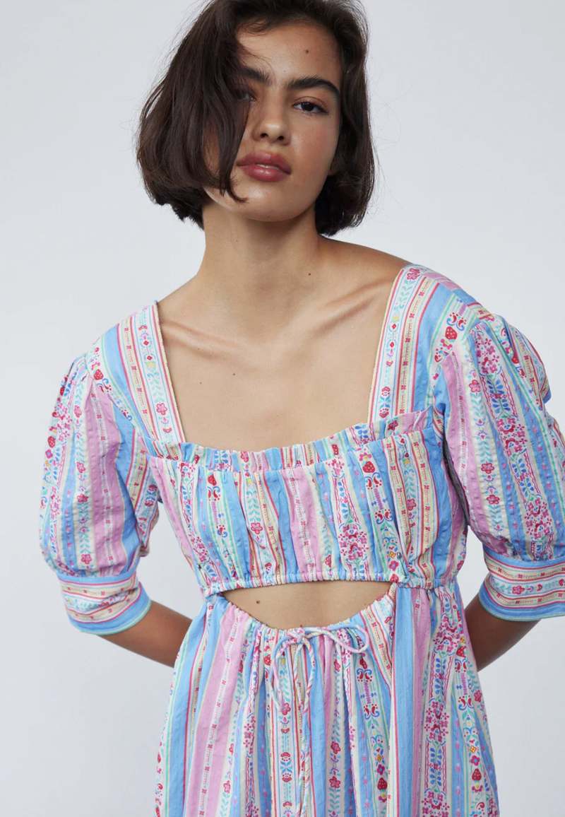 DAMSON MADDER Cindy Midi Dress - Painted Stripe | Garmentory