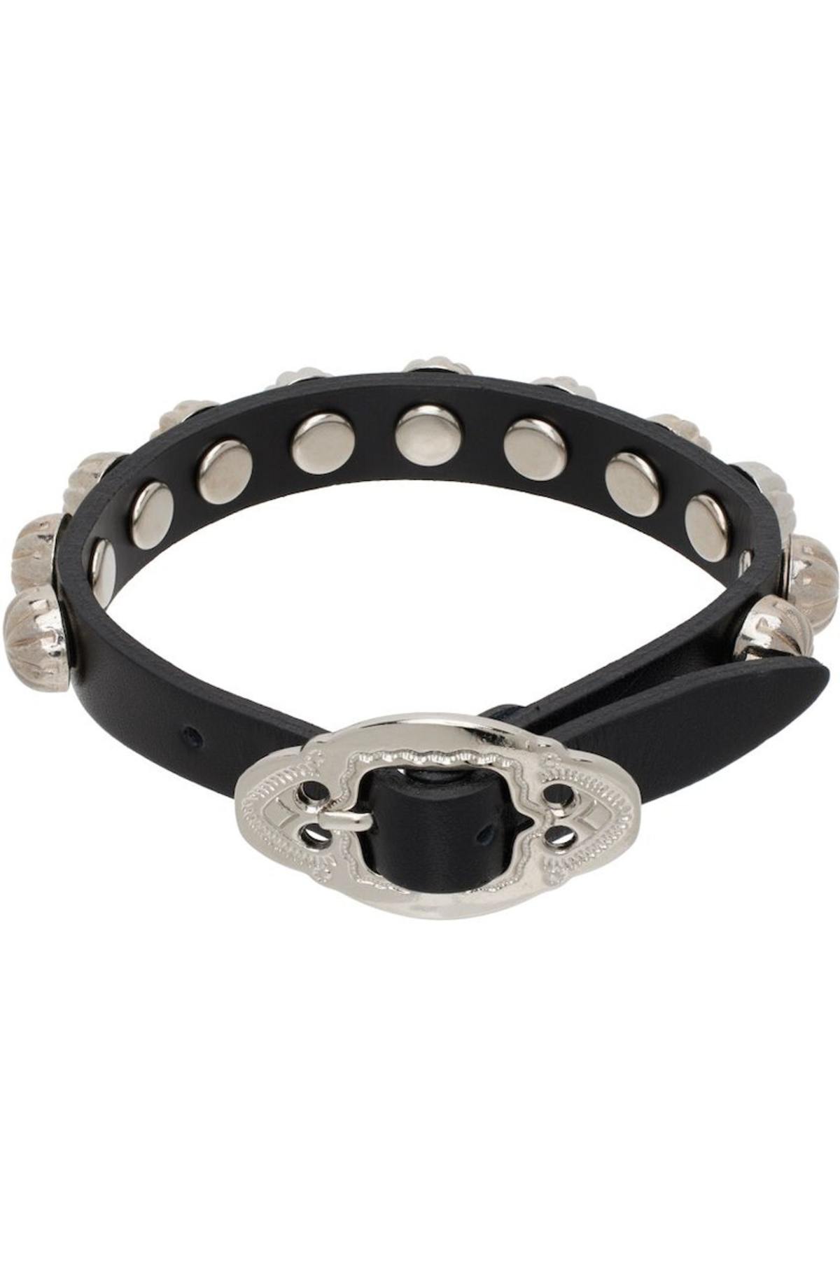 アクセサリー TOGA PULLA Concho leather bangle TOGA Women's Concho Leather Bangle in Black Toga Pulla