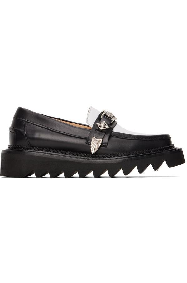 Toga Pulla Black & White Leather Loafers Garmentory