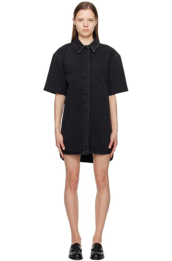 loulou studio denim dress LouLou Studio Sant Denim Minidress - Black