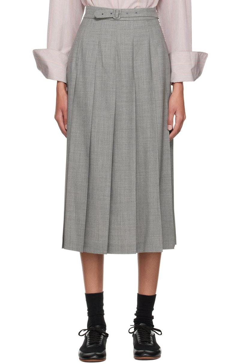 スカート theredthread S oval pleats dress gray THEREDTHREAD / ザレッドスレッド】S oval pleats dress