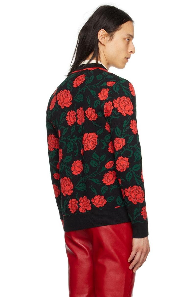 トップス Ernest W.Baker ROSE JACQUARD CARDIGAN Ernest W. Baker Black Rose Cardigan Ernest W. Baker