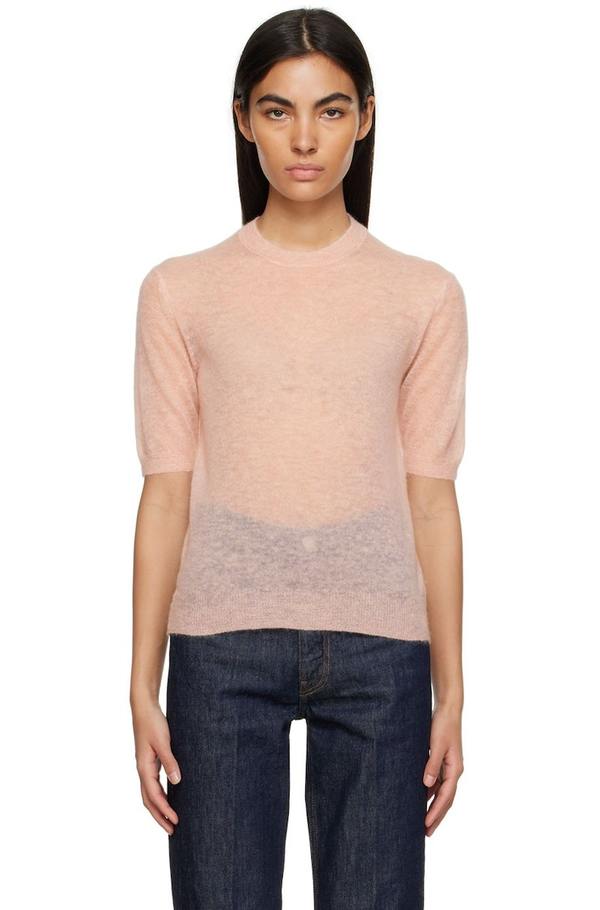 Auralee Crewneck T-Shirt - Pink | Garmentory