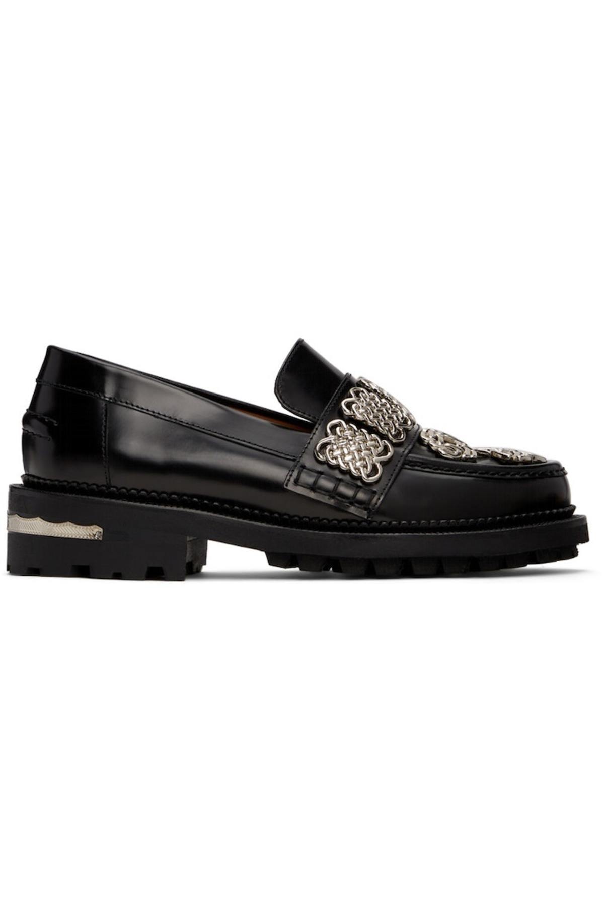Toga Pulla Leather Embellished Loafers - Black | Garmentory