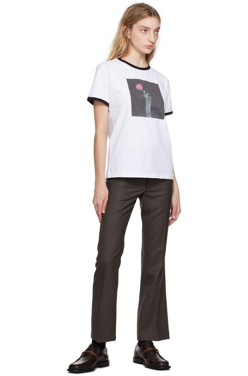 【関税込み】ERNEST W. BAKER ホワイト Rose プリントTシャツ Ernest W. Baker White Rose T-Shirt - White/Black rose