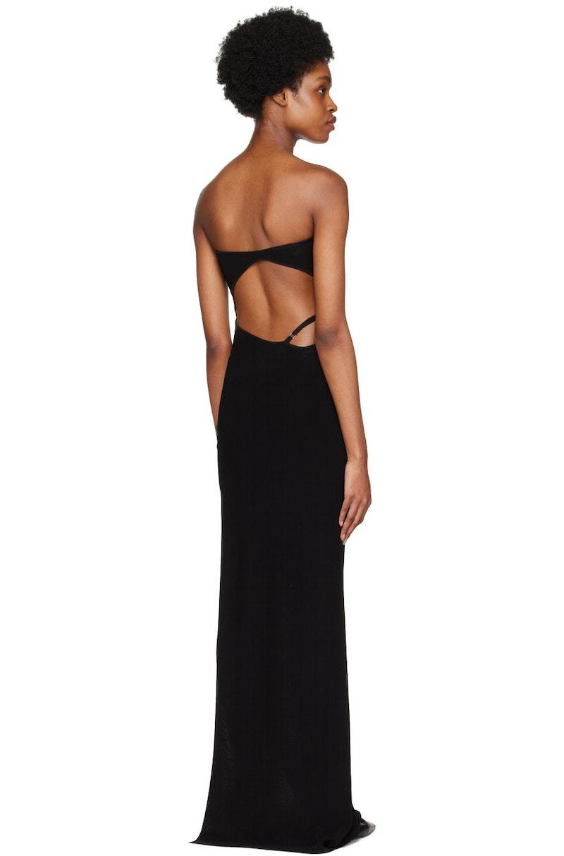 navy blue dress for baby girl Aya muse Electra backless dress in black 🖤🖤 size small, $120 to rent!  *please photo credit us if reposting these images main image 1