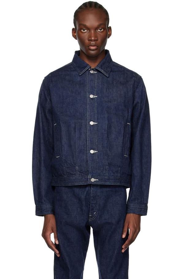 AURALEE Spread Collar Denim Jacket - Blue | Garmentory