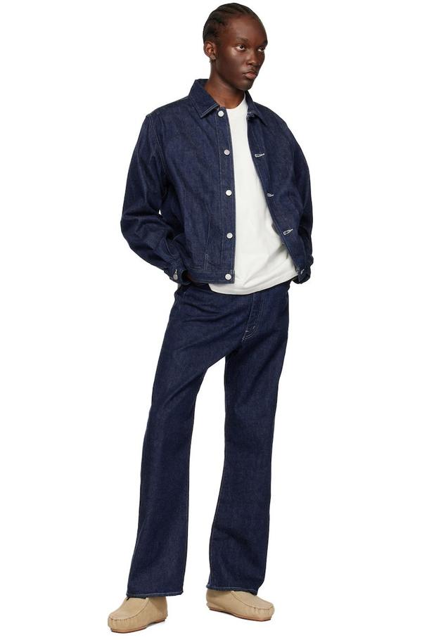AURALEE Spread Collar Denim Jacket - Blue | Garmentory