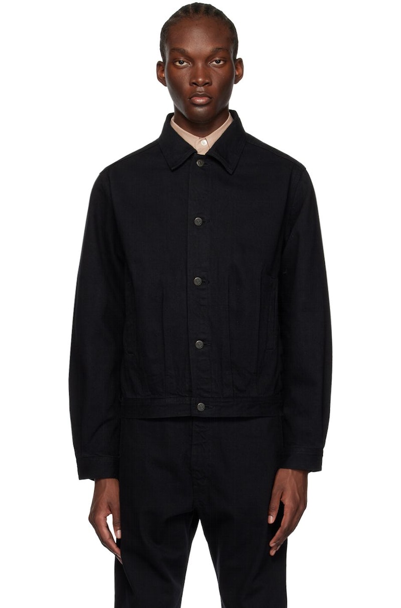 AURALEE Spread Collar Denim Jacket - Black | Garmentory