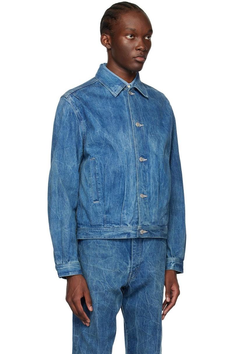 【AAKE】AURA NON-FADE DENIM AURALEE Faded Denim Jacket - Blue | Garmentory