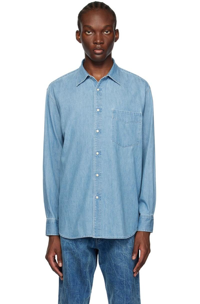 Auralee Super Light Denim Shirt - Blue | Garmentory