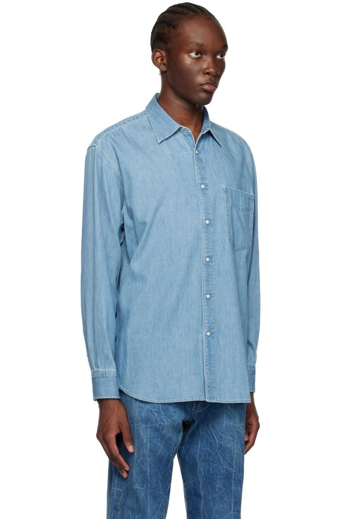 Auralee Super Light Denim Shirt - Blue | Garmentory