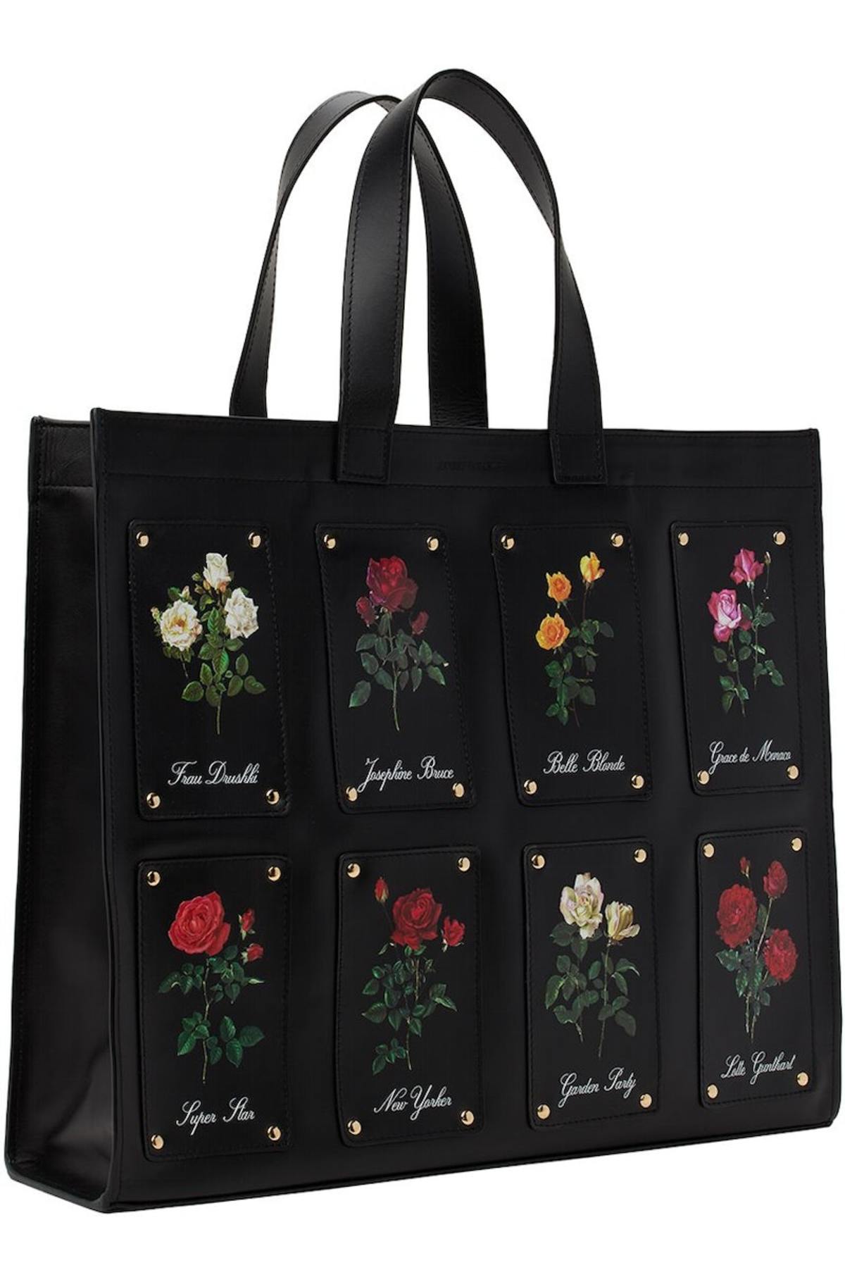Ernest W. Baker Patched Rose Shopper Tote - Black | Garmentory