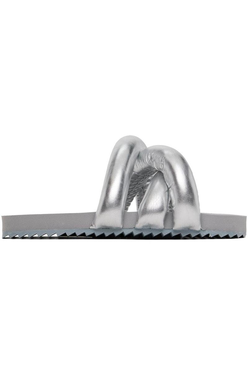 YUME YUME Tyre Faux Leather Slides - Silver | Garmentory