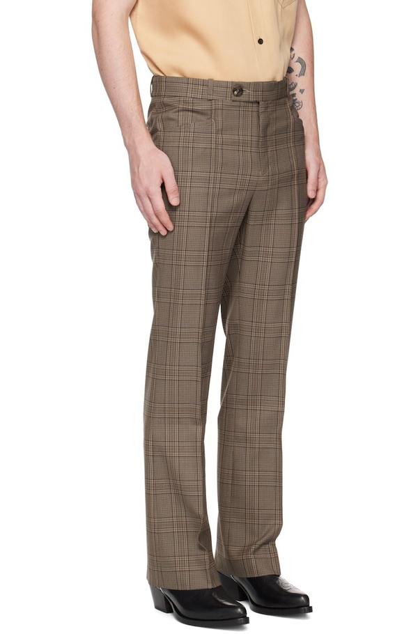 パンツ ERNEST W BAKER 19ss plaid flare trousers Ernest W. Baker Beige Check Trousers - Beige/Brown check | Garmentory