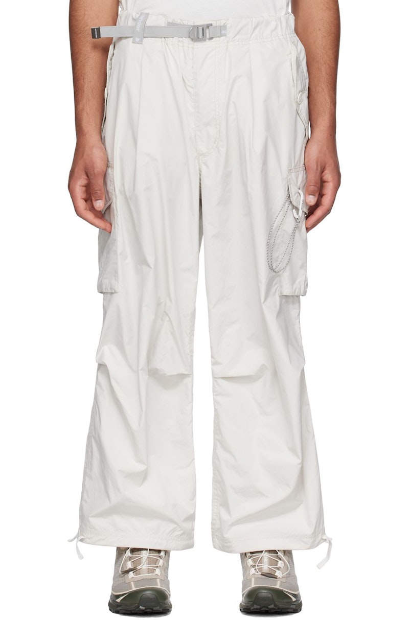 【美品】and wander oversized cargo pants ロゴ and wander (アンドワンダー) oversized cargo pants / オ－バーサイズ