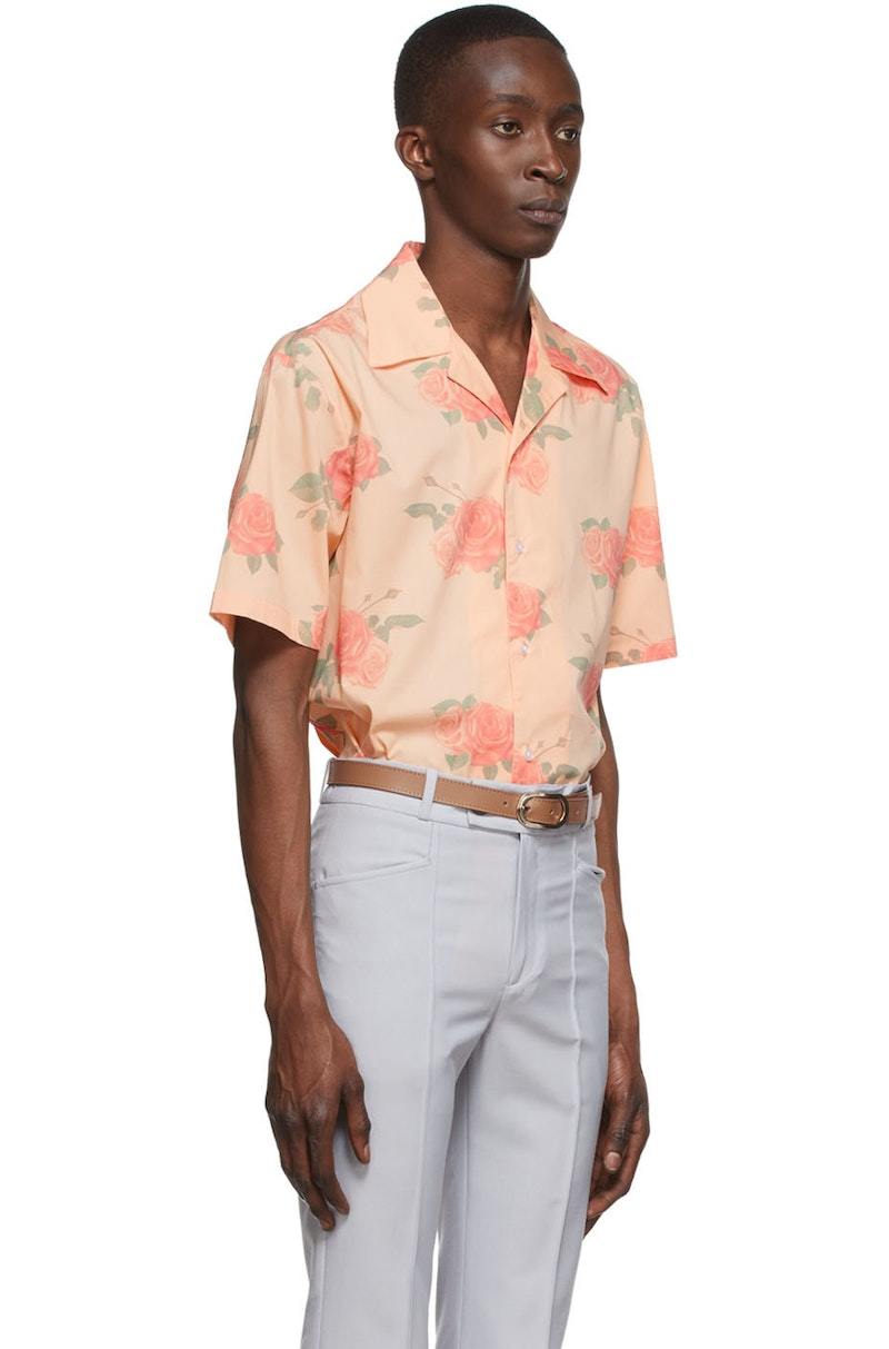 Ernest W. Baker Orange Cotton Shirt - Peach floral print | Garmentory