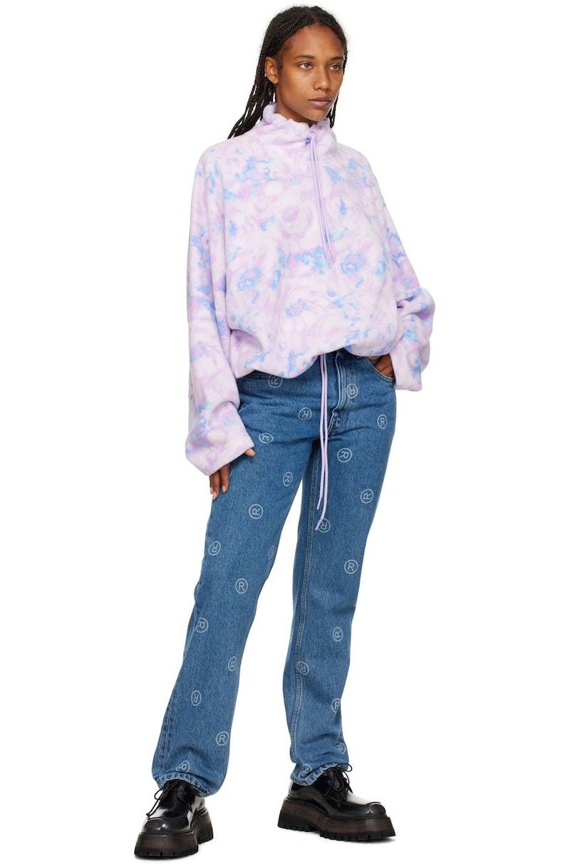【MARTINE ROSE】BATWING FLEECE LILAC FLORAL Martine Rose Batwing Turtleneck - Lilac Floral | Garmentory