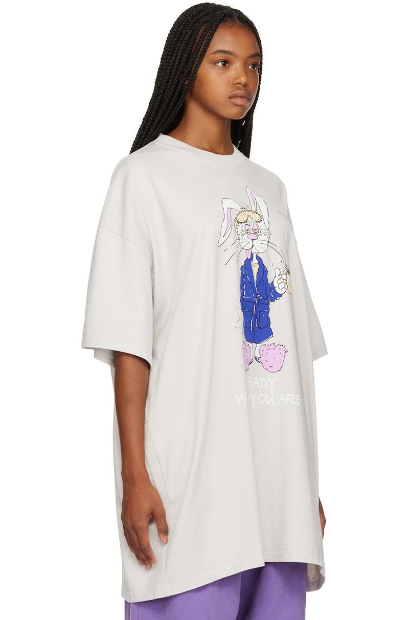 MARTINE ROSE ハネルクルネックTシャツ 630JE01003C GRYGREY Martine Rose Gray Printed T-Shirt - Light grey | Garmentory