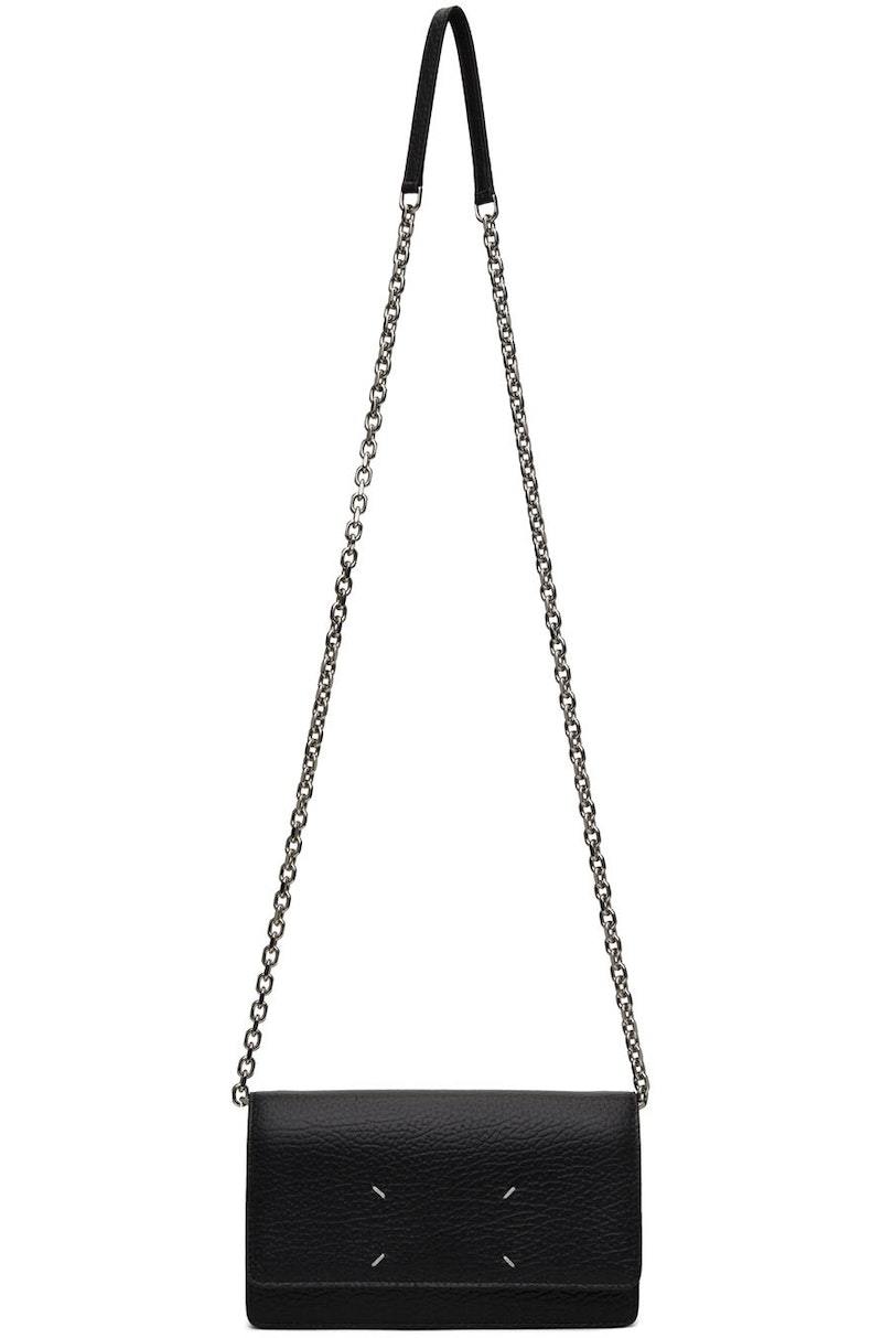 バッグ Maison Margiela LARGE CHAIN WALLET Maison Margiela Black Leather Large Chain Wallet Bag